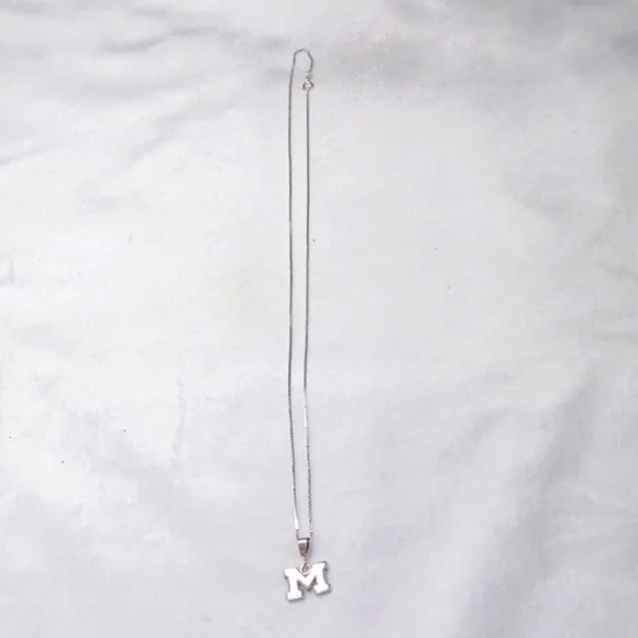 Sterling Silver 925 Sepertine  Box ChainW/  M / Charm Necklace 19 Long 3.1Grams - Picture 9 of 10